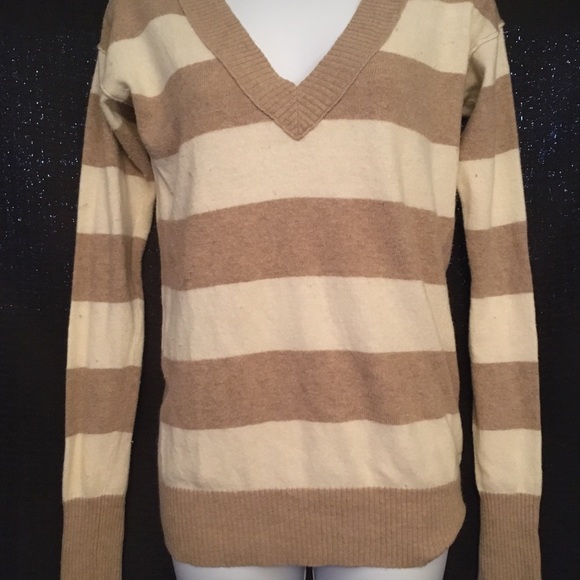 Cream & Tan striped sweater - Picture 2 of 8